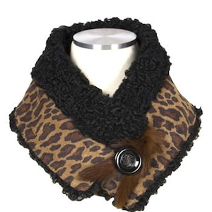 Leopard-print suede scarf