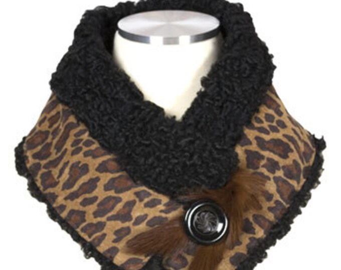 Leopard-print suede scarf