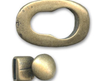 Oval hook clasp bronze color for leather 10 mm.