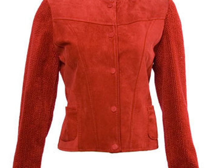 Suede and bouclé fabric jacket.