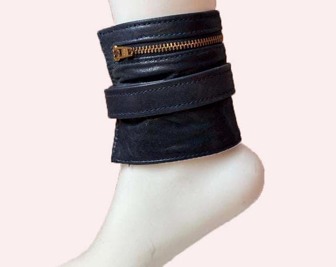Leather ankle or wristband wallet