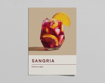 Sangria Wall Art Printable | Modern Bar Decor | Digital Download