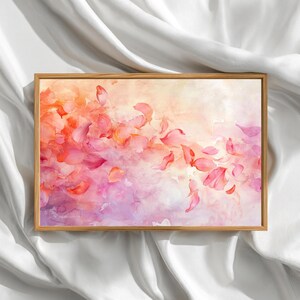 Frame TV Art, Art Télévisé Floral, Abstrait Fleurs Roses et Violettes, Téléchargement Numérique TV, Fond d'écran 16:9