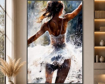 Abstract Ballerina Canvas Art Print, Elegant Dance Home Decor, Large Canvas Wall Art, Oversized Statement Piece