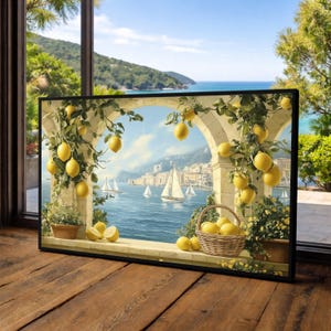 Lemon Arch Leinwanddruck, Küstenlandschaft am Meer, Große Leinwand Wand Kunst, Übergroßes Statement Piece