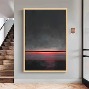 Rothko Inspired Horizon Canvas Print, Abstract Red Black Gradient Wall Art, Large Canvas Wall Art, Oversized Statement Piece