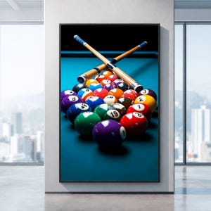 Billiard Balls Canvas Print, Game Room Decor, Sports Art, Large Canvas Wall Art, Oversized Statement Piece
