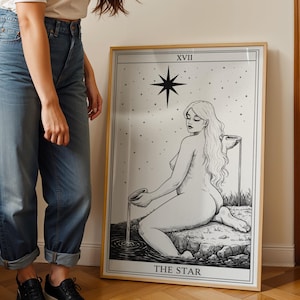 Spiritual wall art Star tarot minimalist illustration