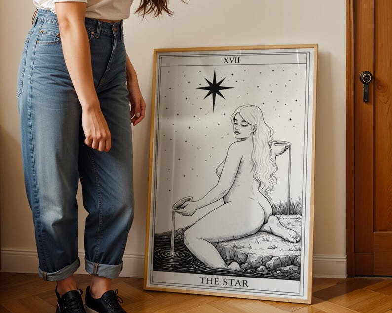 Spiritual wall art Star tarot minimalist illustration