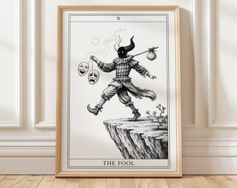 The Fool Tarot-Karten-Poster-neue Anfänge Wand-Kunst | Fresh Start Decor | Sprung des Glaubens Print | Spirituelles Wachstum Kunstwerk | Großen Arcana Kunst