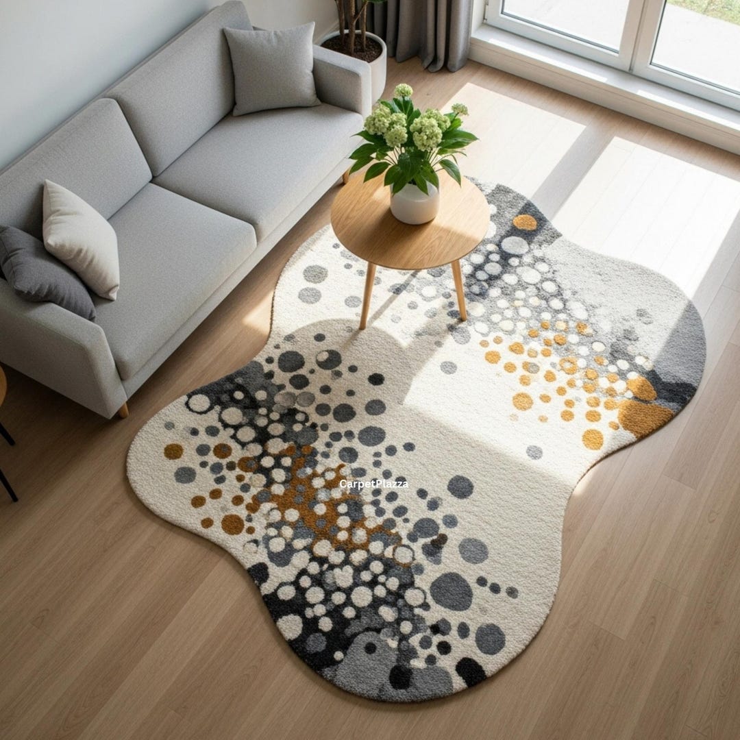 Abstract Organic Shape Area Rug | Modern Pebble Pattern Carpet ...