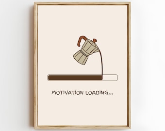 Arte de parede motivacional, pôster moderno para cozinha com tema de café, decoração para cantinho do café (download digital)