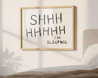 Funny Sleeping Quote Print: Handwritten Bedroom Wall Art (Digital Download)