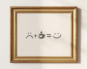 Coffee Lover Wall Art Print, Minimalist Coffee Poster, Modern Kitchen Decor, (Digital Download)
