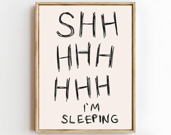 Funny Sleeping Quote Print: Handwritten Bedroom Wall Art (Digital Download)