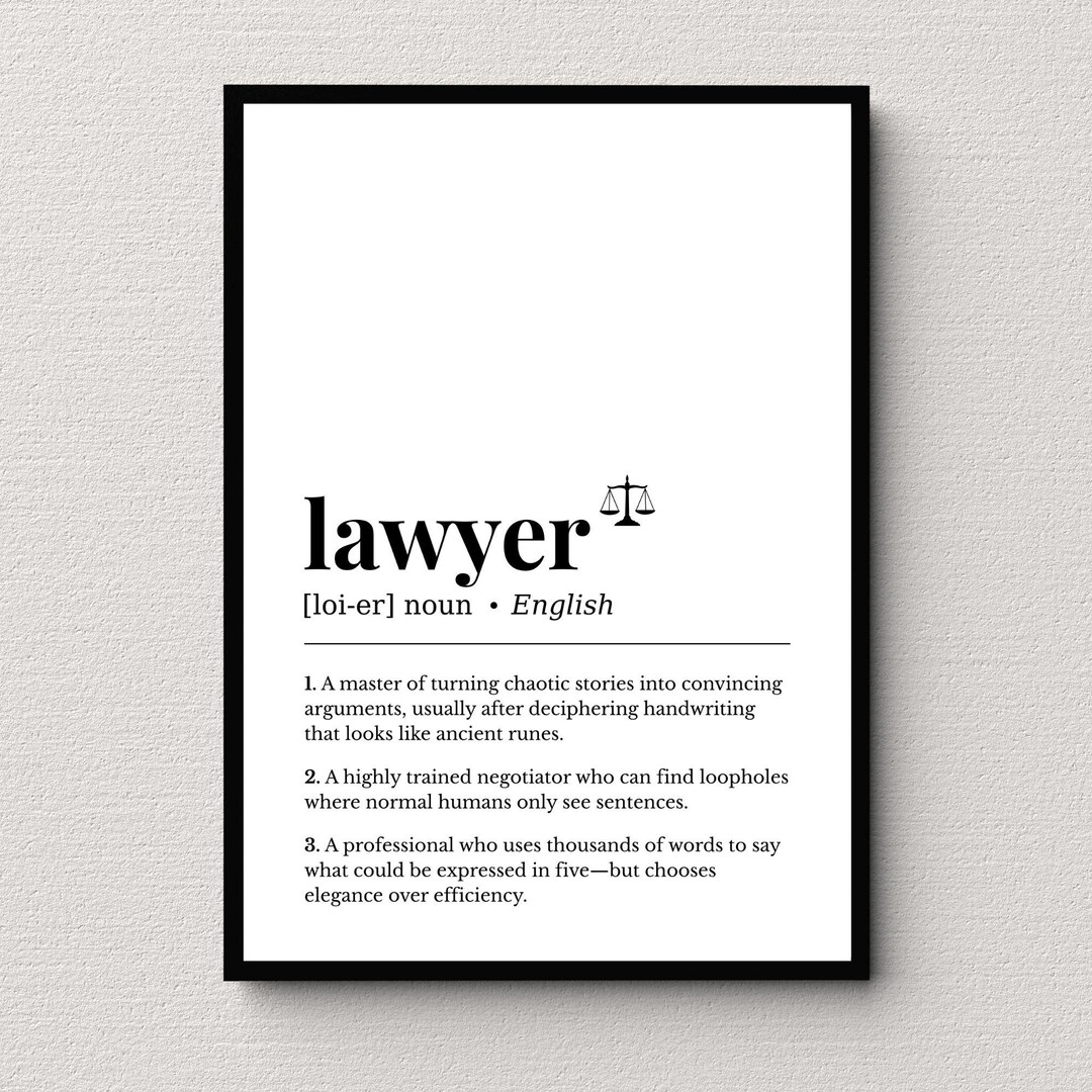 Lawyer Definition Print, Law Office Wall Art, Minimalist Office Decor ...