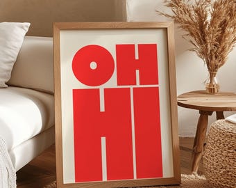 OH HI-print, poster moderne typografie, trendy muurkunst, poster vetgedrukte letters, digitale download