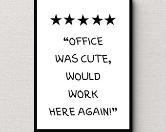 Funny Office Wall Art, Five Star Rating Poster, Home Office Decor (Digital Download)