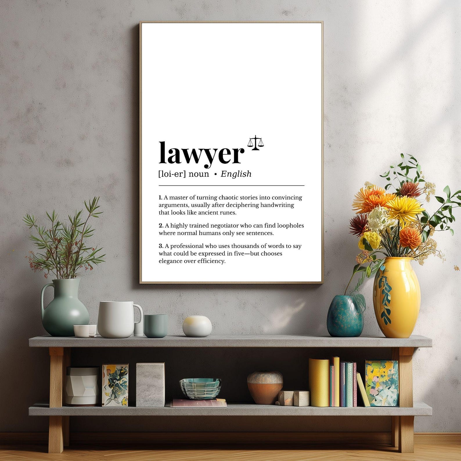 Lawyer Definition Print, Law Office Wall Art, Minimalist Office Decor ...