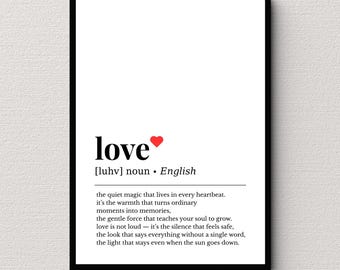 Love Definition Wall Art Printable, Minimalist Typography Print, Modern Dictionary Decor, Digital Download