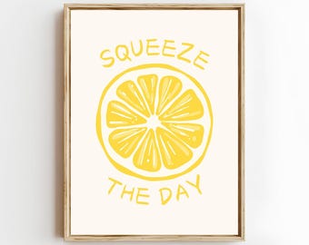 Minimalistische citroen keukenprint, modern fruit muurdecoratie (digitale download)