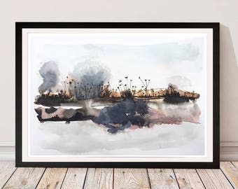 Between Worlds. Abstract Watercolor. Print.