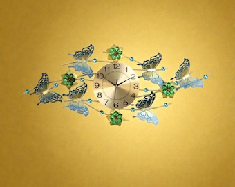 Butterfly Wall Clock, Modern Art Decor, Silent Quartz Clock for Living Room