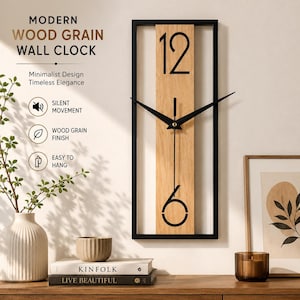 Moderne Wanduhr, Stille Quarzuhr, Minimalistisches Holzdekor, Skandinavisches Geschenk