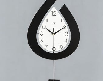 Modern Geometric Wall Clock with Pendulum – Silent Stylish Home Decor