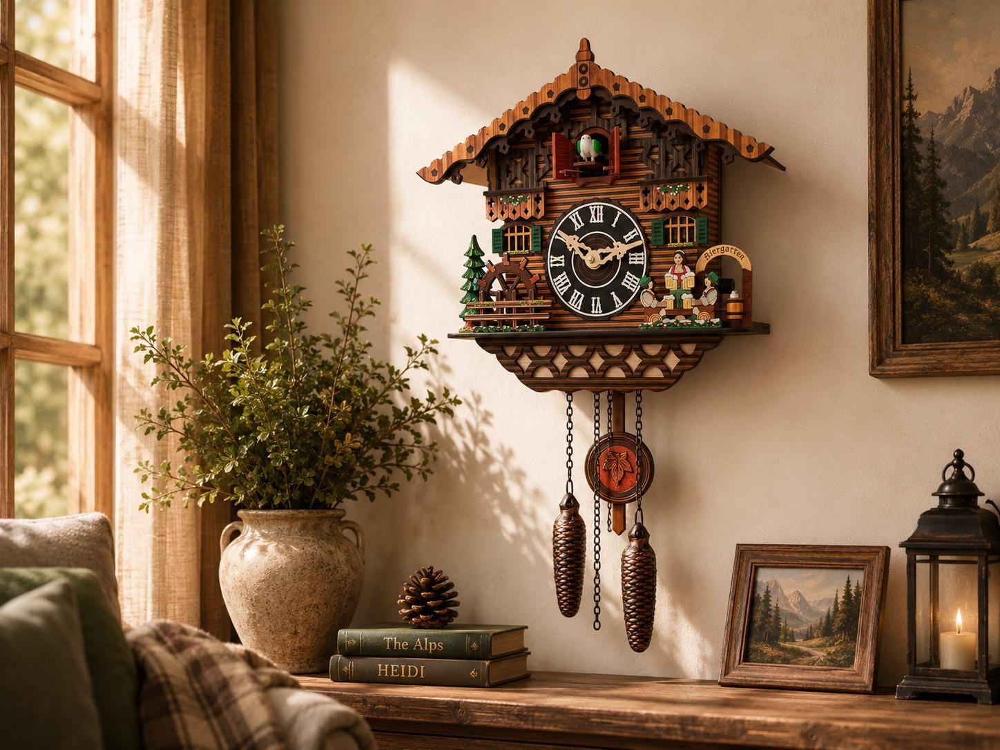 アンティーク　スイス製　木製ハト時計 振り子付き Swiss wall clock - Etsy 日本