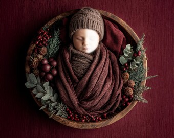 Christmas Newborn Photography Digital Backdrop, Reindeer Wreath (Digital Download)