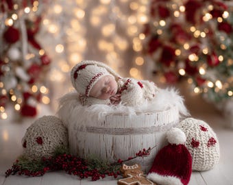 Christmas Newborn Digital Backdrop, Bucket, Trees (Digital Download)