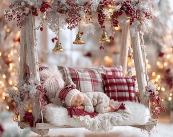 Christmas Swing Newborn Digital Backdrop (Digital Download)