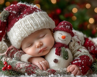 Christmas Newborn Backdrop, Festive Christmas Composite