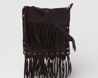 Dolce Gabbana Suede Fringe 'The Devil Wears Prada'-crossbodytas: boho-designer schoudertas jaren 70 met espressotule