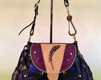 Bracher Emden London Crystal Butterfly Shoulder Bag Vintage Handmade Leather