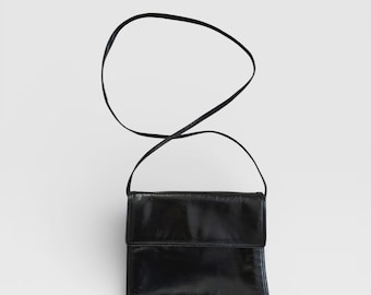 Vintage Bottega Veneta zwarte leren envelop-crossbodytas – Pre-Intrecciato Archive Piece