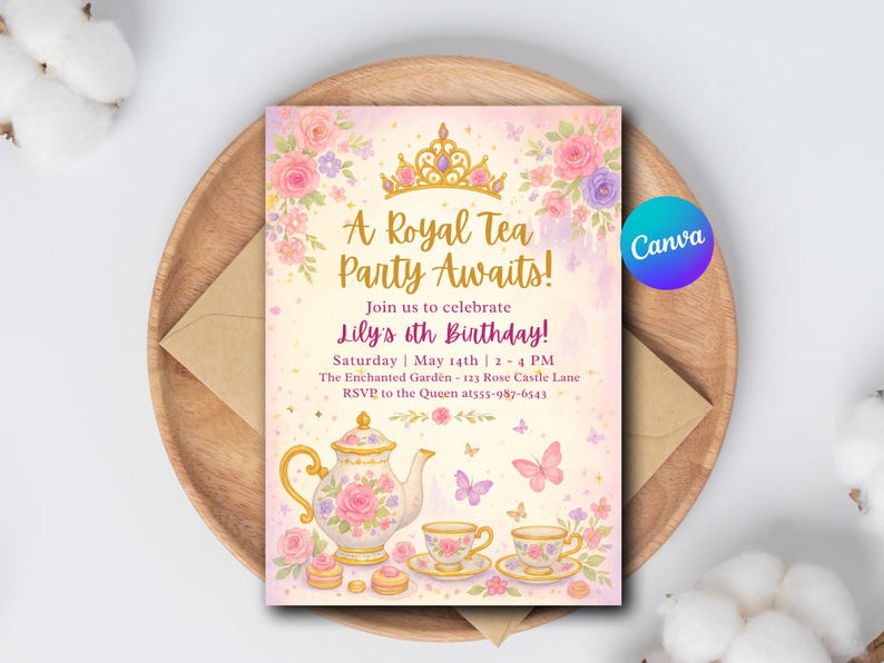 Royal Tea Party Invitation | Princess Tea Party Birthday Invite ...
