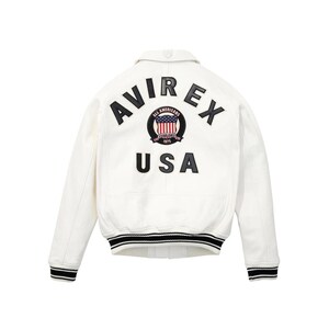 Men’s Avirex White Real Bomber American Flight Jacket Premium Leather Outerwear for Men Featuring Classic Aviator Styling with Authentic image 1