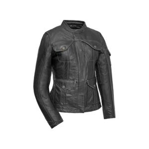 Chaqueta de cuero para motociclista Outlander para mujer – Abrigo de piel de vaca con diseño de diamante / Chaqueta de invierno para montar en moto / Regalo de Navidad para mujeres y niñas motociclistas.