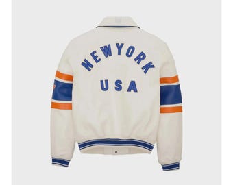 アビレックス ハンドメイド メンズ ホワイトマルチカウハイドレザー アビレックス ジャケット – クラシックなアビエイタージャケットに、頑丈なモーターサイクルの雰囲気をプラス。男性へのギフトに