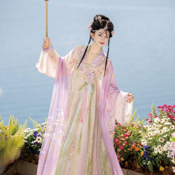 hanfu dresses Fairy Flowing Dress Women – Pastel Purple Layered Ethereal Gown, Ancient Style Outfit Modern color:Black / Charcoal stylecode:D1729 Dress Code 1st Birthday 115cm;weight