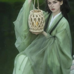 Elegant Qing-Green Hanfu – Ethereal Fairy Style：Ancient Chinese Goddess Outfit