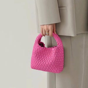 Chic Handwoven Mini Bag – Soft Woven Top Handle Purse for Daily Outfits