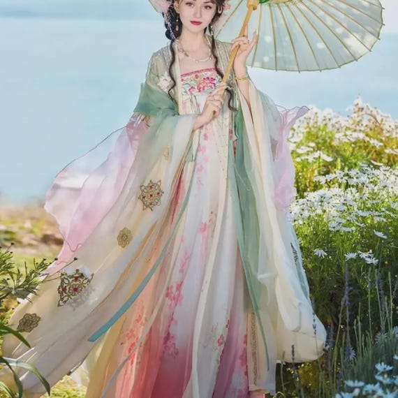 women's light pink flowy dress for cosplay Flowing Watercolor-Style Hanfu Women|Soft Ethereal Layered Design with Oriental Elegance cream prom dresses