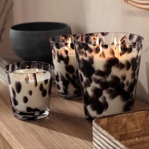 Luxury Glass Candle, Brown Tortoise Shell Candle, Decorative Home Accent, Modern Coffee Table Decor, Elegant Gift