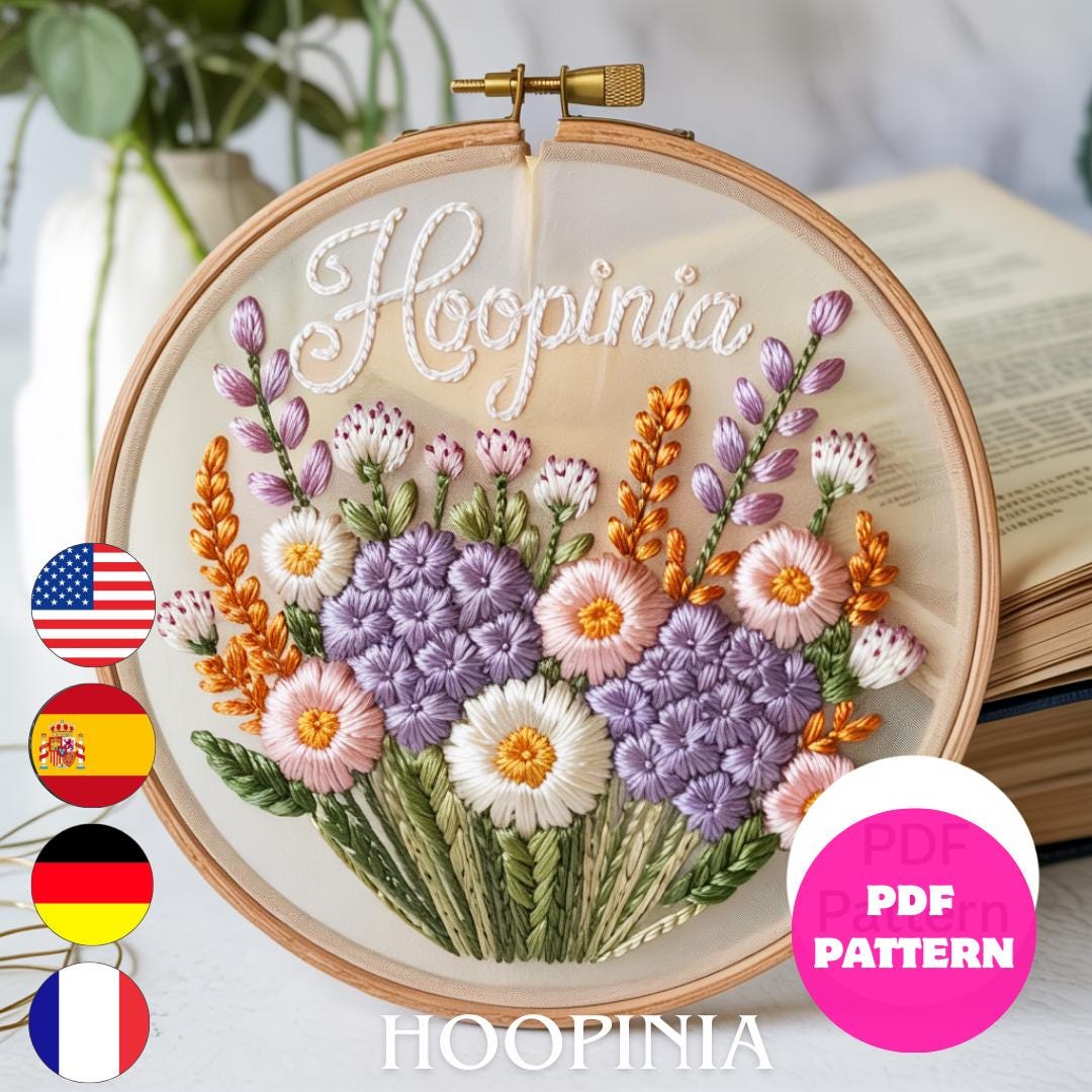 Floral Bouquet Hand Embroidery Pattern PDF Botanical DMC Guide Beginner ...