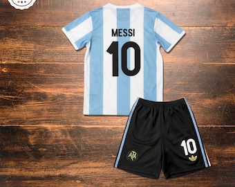 Kinder Argentinien Messi #10 Fußball-Trikot-Set, Jugend-Fußball-Trikot Shirt Shorts