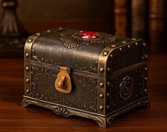 Vintage Red Plastic Treasure Box – Lightweight Jewelry Storage Chest with Lock