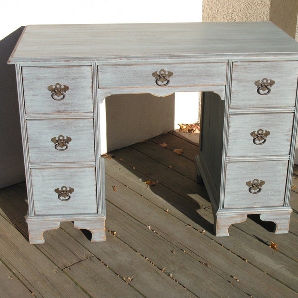 SALE Chic and Shabby Blue Grey Desk